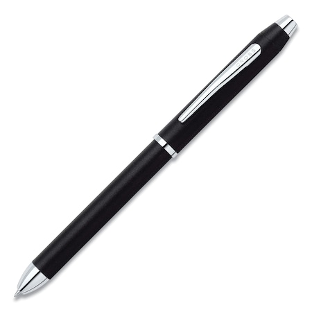 Cross Tech3+ Ballpoint Pen/Stylus, Medium 1 mm, Black/Red Ink, Satin Black/Chrome-Plated Accents Barrel AT0090S-3